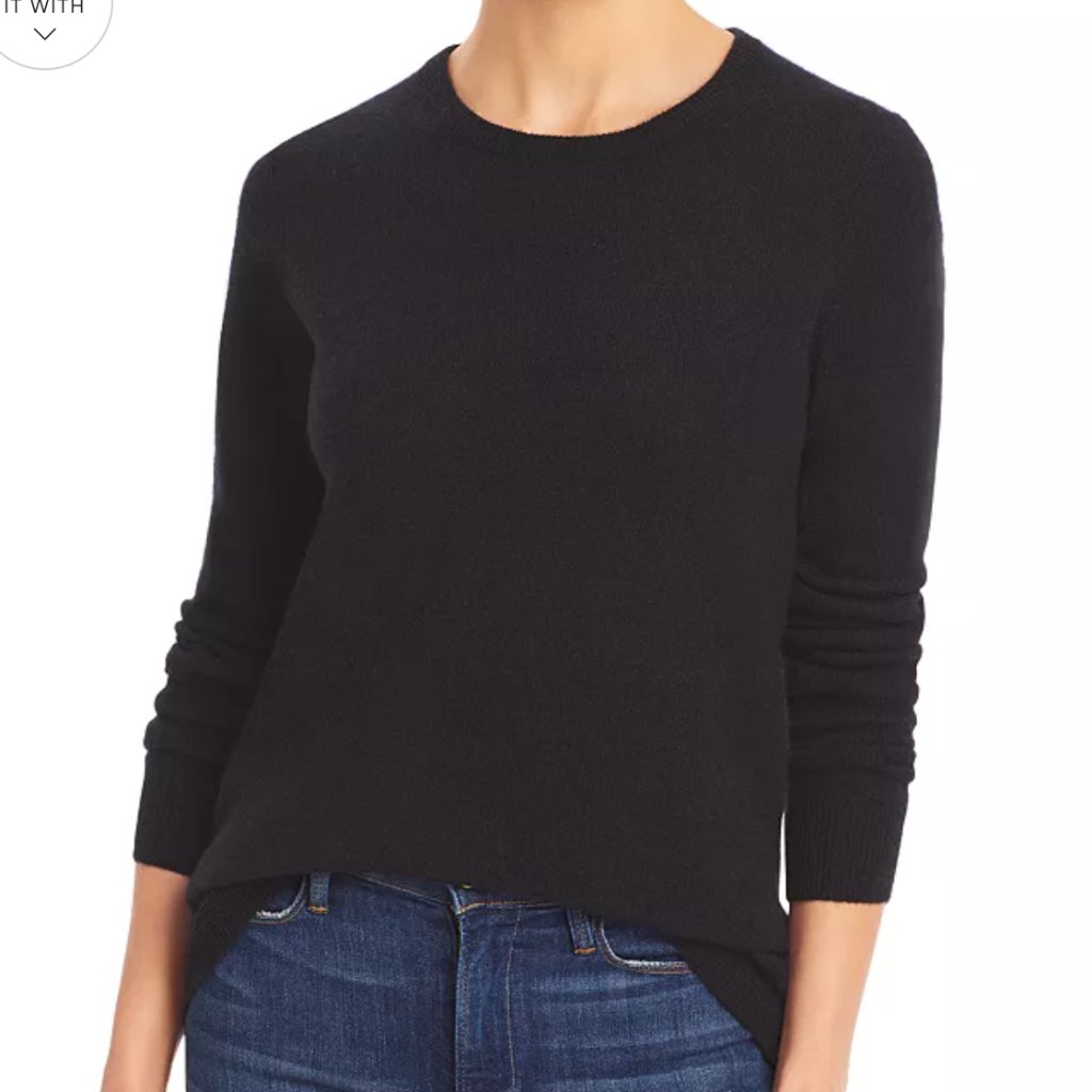C By Bloomingdale's Cashmere Crewneck Cashmere Sweater - Black/Dark Gray